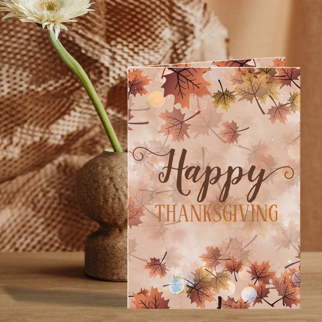 Autumn Fall Brown Leaves Happy Thanksgiving Card (Creator Uploaded)