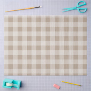 Autumn Fall Brown Taupe Plaid Pattern Tissue Paper