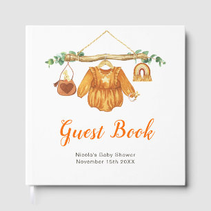 Autumn Fall Clothes Line Girl Baby Shower Guest Book