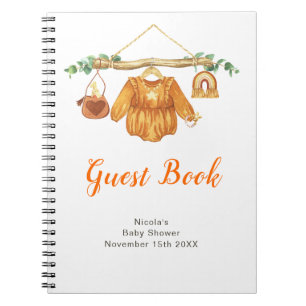 Autumn Fall Clothes Line Girl Baby Shower Guest  Notebook
