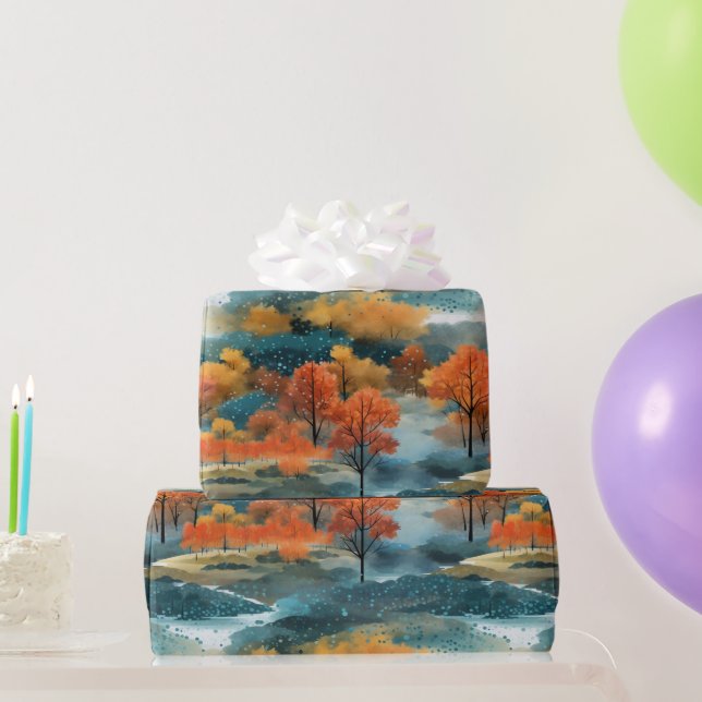 Autumn Fall Colourful Trees No4 Wrapping Paper (Party Gifts)