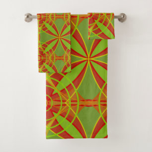 Autumn Fall Colours Abstract Geometric Design Bath Towel Set