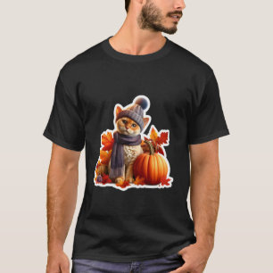 Autumn Fall Devon Rex Cat Owner Thanksgiving Mum D T-Shirt
