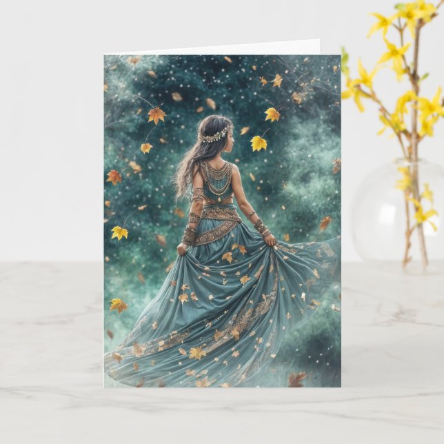 Autumn Fall Equinox Bohemian Inspired Child  Card (Yellow Flower)