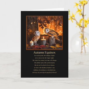 Autumn Fall Equinox Mabon with Owls and Candles Card