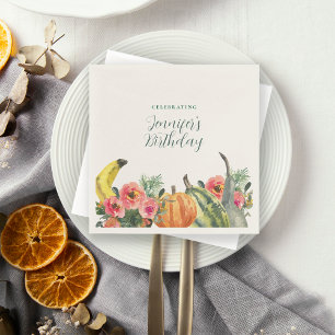 Autumn Fall Fete Colorful Pumpkins Birthday Party Napkin