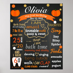Autumn Fall First birthday chalkboard sign chalk