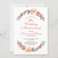 Autumn/Fall Floral 40th Wedding Anniversary Invite