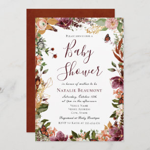 Autumn Fall Floral Baby Shower Invitation