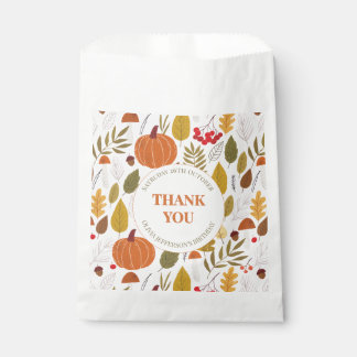 Autumn fall floral birthday pink leaves pumpkins favour bags