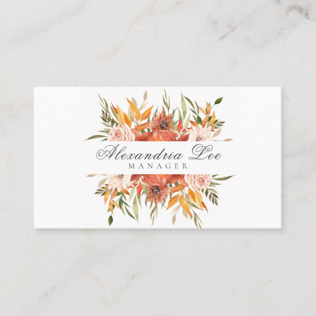 Autumn Fall Floral Business Card (Front)