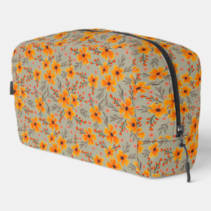 Autumn Fall Floral Pattern Sage Green  Dopp Kit