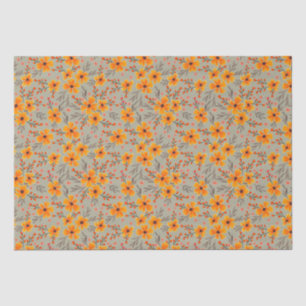Autumn Fall Floral Pattern Sage Green  Tissue Paper