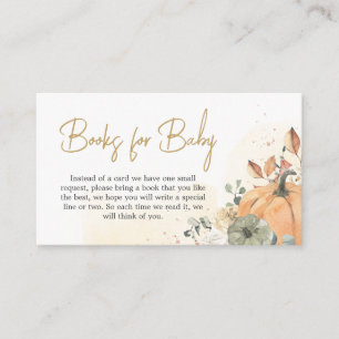 Autumn Fall Floral Pumpkin Books for Baby Enclosure Card