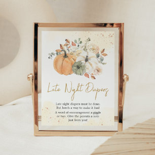 Autumn Fall Floral Pumpkin Late Night Diapers Poster