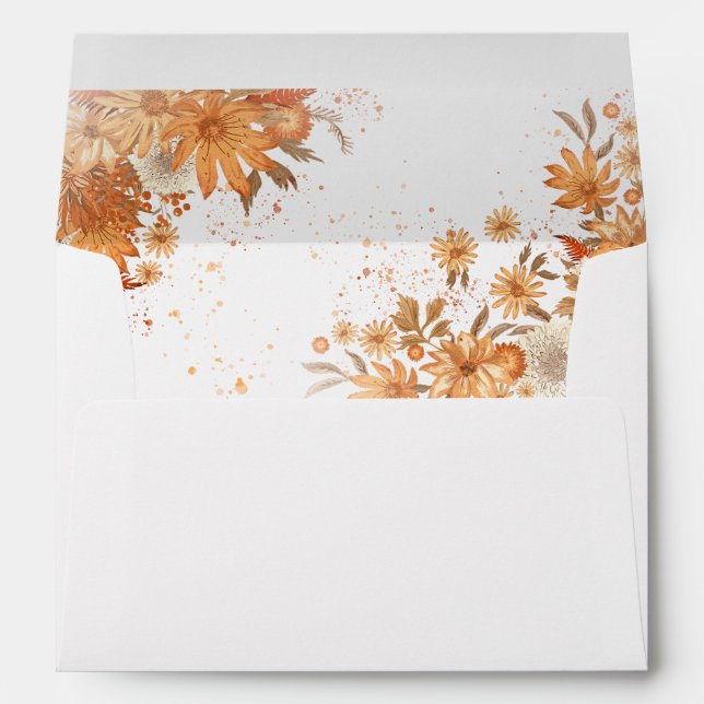 Autumn Fall Floral Rustic Watercolor Wedding Envelope (Back (Bottom))