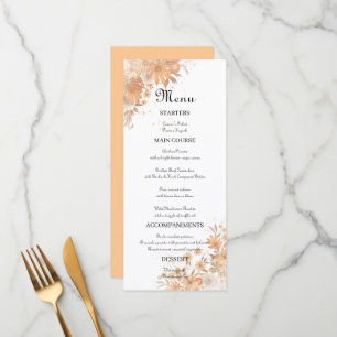 Autumn Fall Floral Rustic Watercolor Wedding Menu