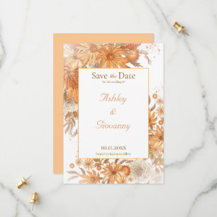 Autumn Fall Floral Rustic Watercolor Wedding Save The Date