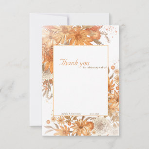 Autumn Fall Floral Rustic Watercolor Wedding Thank You Card