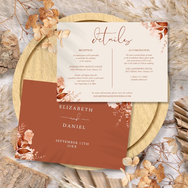 Autumn Fall Floral Wedding Details Information Invitation (Autumn Fall Floral Wedding Details Information Invitation)