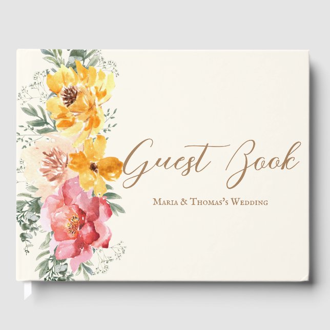 Autumn Fall Floral Wedding Guest Book (Front)