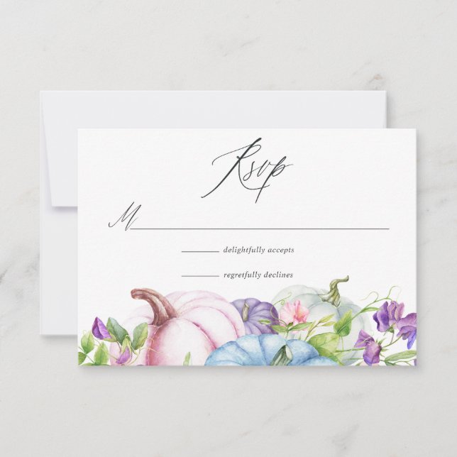 Autumn - Fall Floral Wedding RSVP Card (Front)