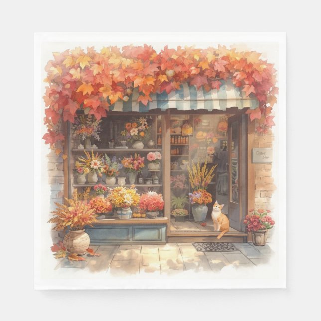 Autumn Fall Florist Shop  Napkin (Front)