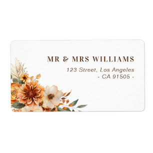 autumn fall flowers address label