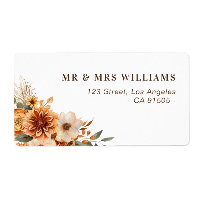 autumn fall flowers address label (Front)