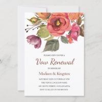 Autumn Fall Flowers Vow Renewal Invite
