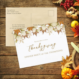 Autumn Fall Foliage Elegant Greenery Thanksgiving Postcard
