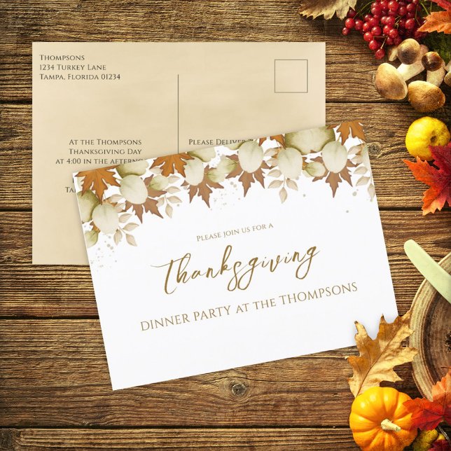 Autumn Fall Foliage Elegant Greenery Thanksgiving  Postcard (Creator Uploaded)