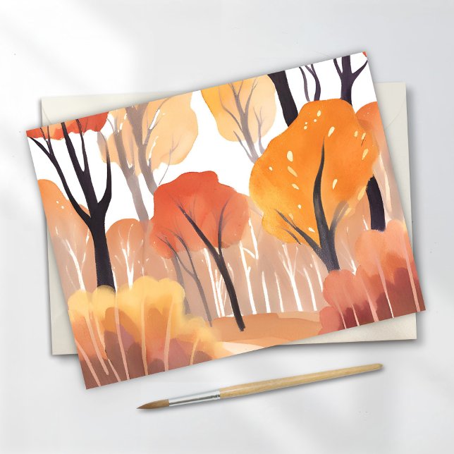 Autumn Fall Foliage Forest Watercolor Leaves Postcard (Creator Uploaded)