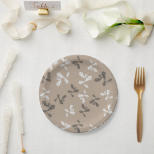 Autumn Fall Foliage Leaves Brown Pattern Paper Plate