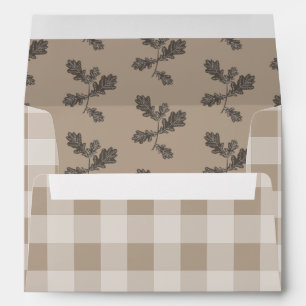 Autumn Fall Foliage Leaves Brown Plaid Pattern Envelope