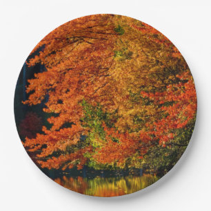 Autumn Fall Foliage Photo Colours Rustic Wedding Paper Plate