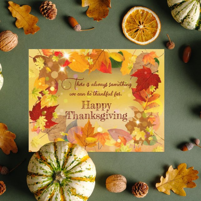 Autumn Fall Foliage Wreath Happy Thanksgiving Holiday Postcard (Creator Uploaded)