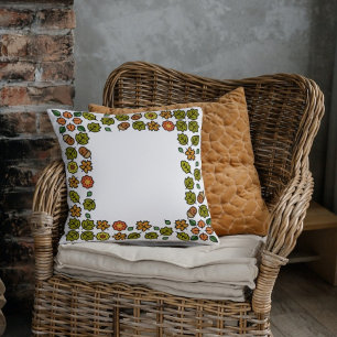 Autumn fall frame leaves cushion
