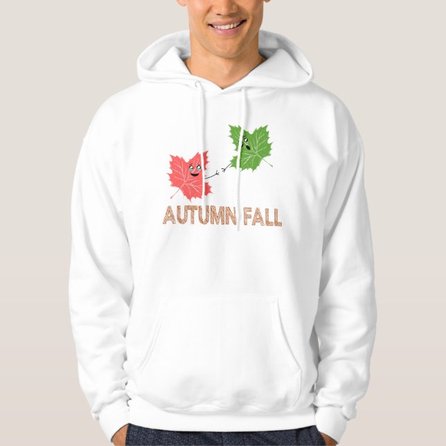 Autumn Fall Funny Maple Leaf Joke Cartoon Design Hoodie (Front)
