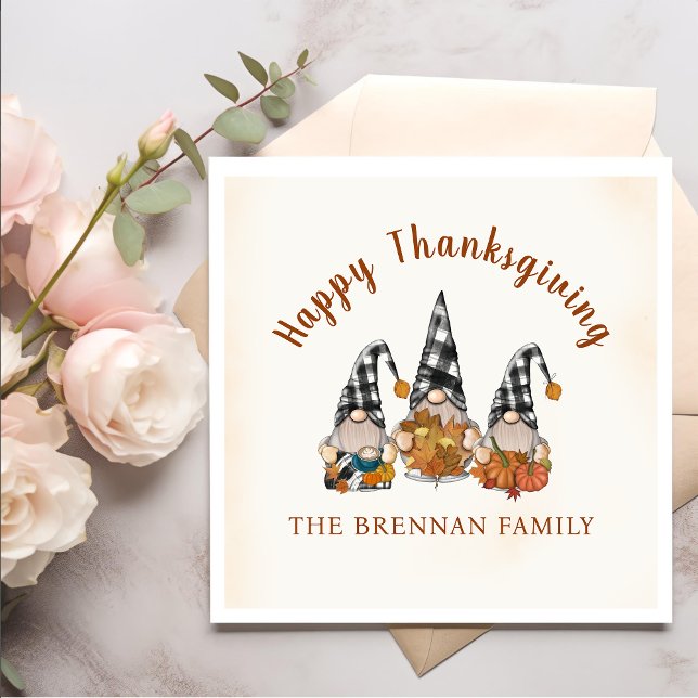Autumn Fall Gnomes Thanksgiving Dinner Napkin (Creator Uploaded)
