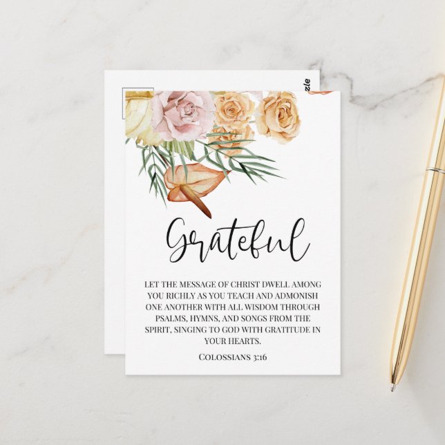 Autumn Fall Grateful Happy Thanksgiving Postcard (Front/Back In Situ)