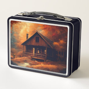 Autumn/Fall/Halloween/rustic painting Metal Lunch Box