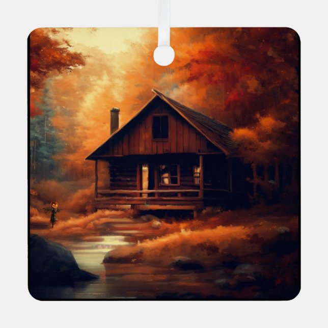 Autumn/Fall/Halloween/rustic painting Metal Tree Decoration (Front)