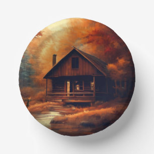 Autumn/Fall/Halloween/rustic painting Paper Plate
