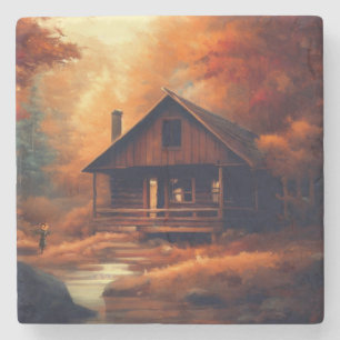 Autumn/Fall/Halloween/rustic painting Stone Coaster
