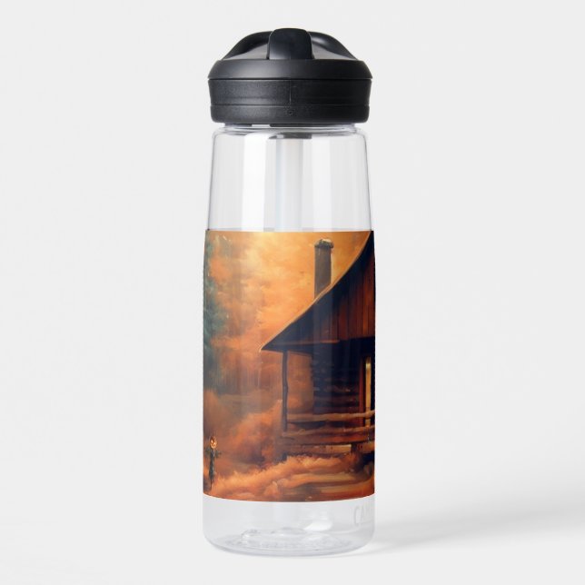 Autumn/Fall/Halloween/rustic painting Water Bottle (Front)