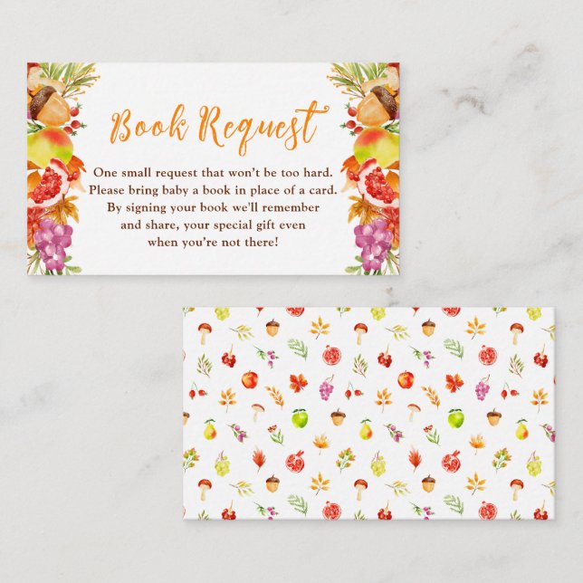 Autumn Fall Harvest Baby Shower Book Request Enclosure Card (Front/Back)