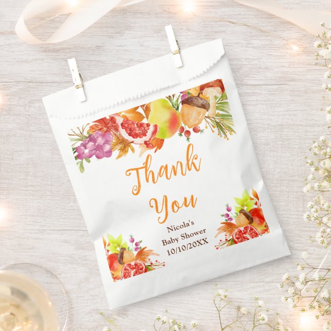 Autumn Fall Harvest Baby Shower Thank You Favour Bags (Clipped)