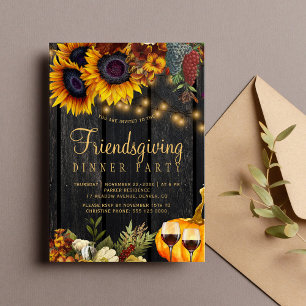 Autumn fall harvest barn wood friendsgiving dinner invitation