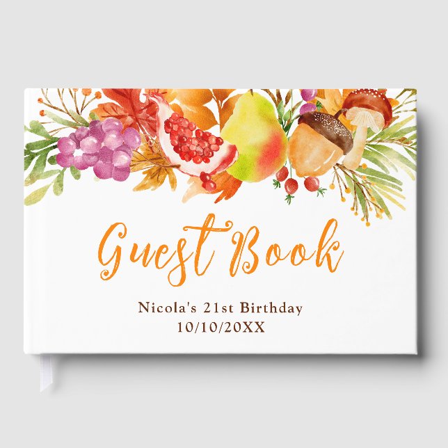 Autumn Fall Harvest Birthday Guest Book (Front)